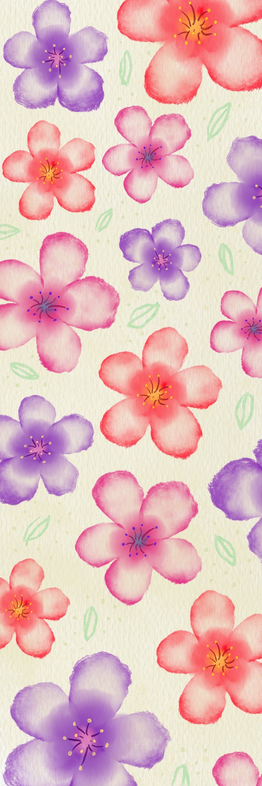 Bookmark with Purple Orange Pink Flowers